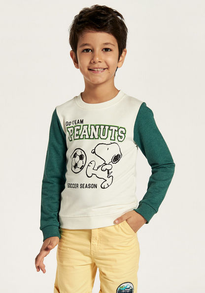 Snoopy Print Sweatshirt with Long Sleeves and Crew Neck-Sweatshirts-image-1