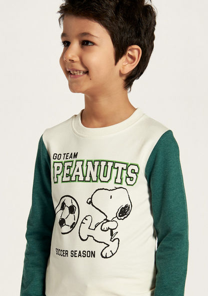 Snoopy Print Sweatshirt with Long Sleeves and Crew Neck-Sweatshirts-image-2