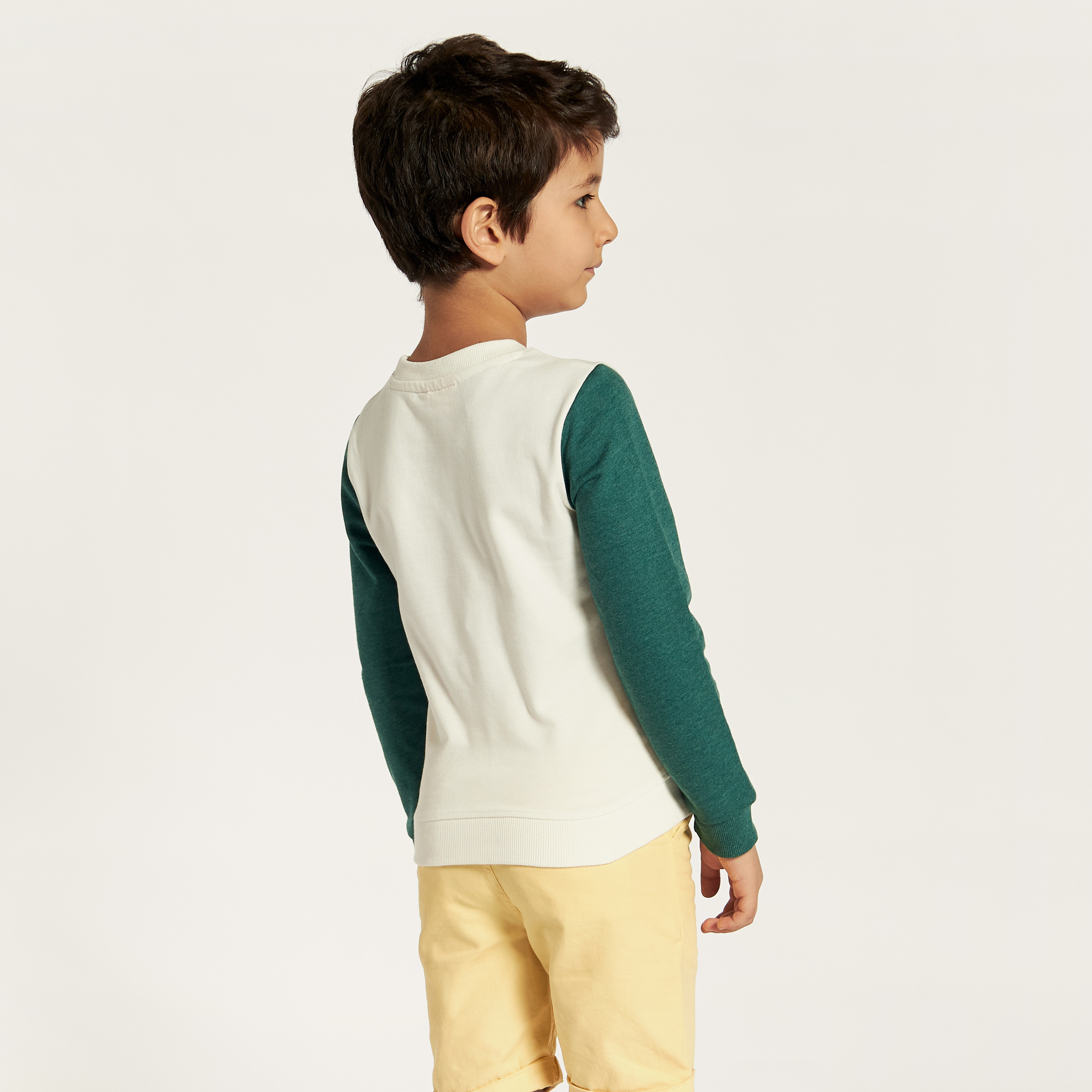 Snoopy Print Sweatshirt with Long Sleeves and Crew Neck-baby-boys-clothing-winterwear-sweatshirts-image-4