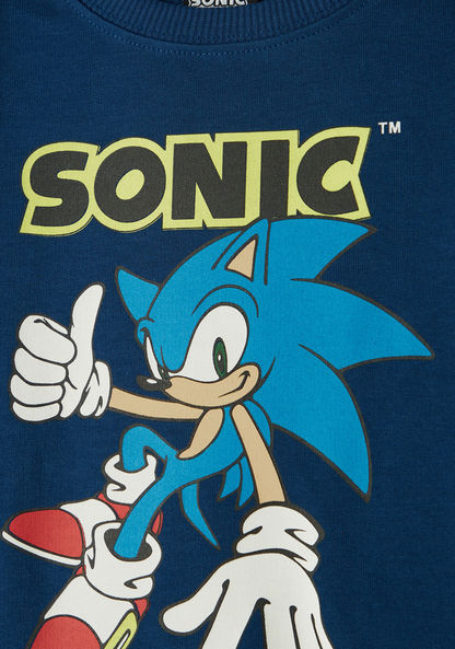SEGA Sonic the Hedgehog Print Round Neck Pullover with Long Sleeves-Sweatshirts-image-1