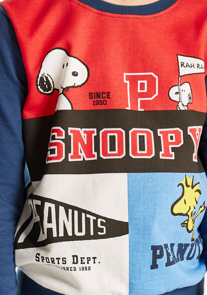 Snoopy Print Sweatshirt with Crew Neck and Long Sleeves-Sweatshirts-image-2