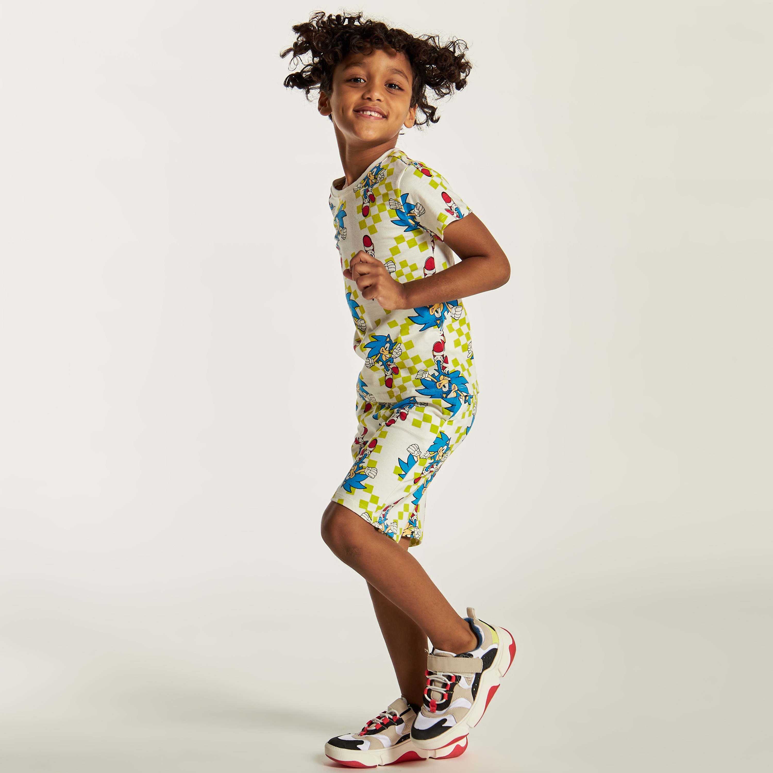 SEGA Sonic The Hedgehog Print T-shirt and Shorts Set-boys-clothing-setsandcoords-image-1