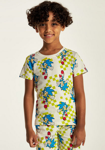 SEGA Sonic The Hedgehog Print T-shirt and Shorts Set-Clothes Sets-image-2