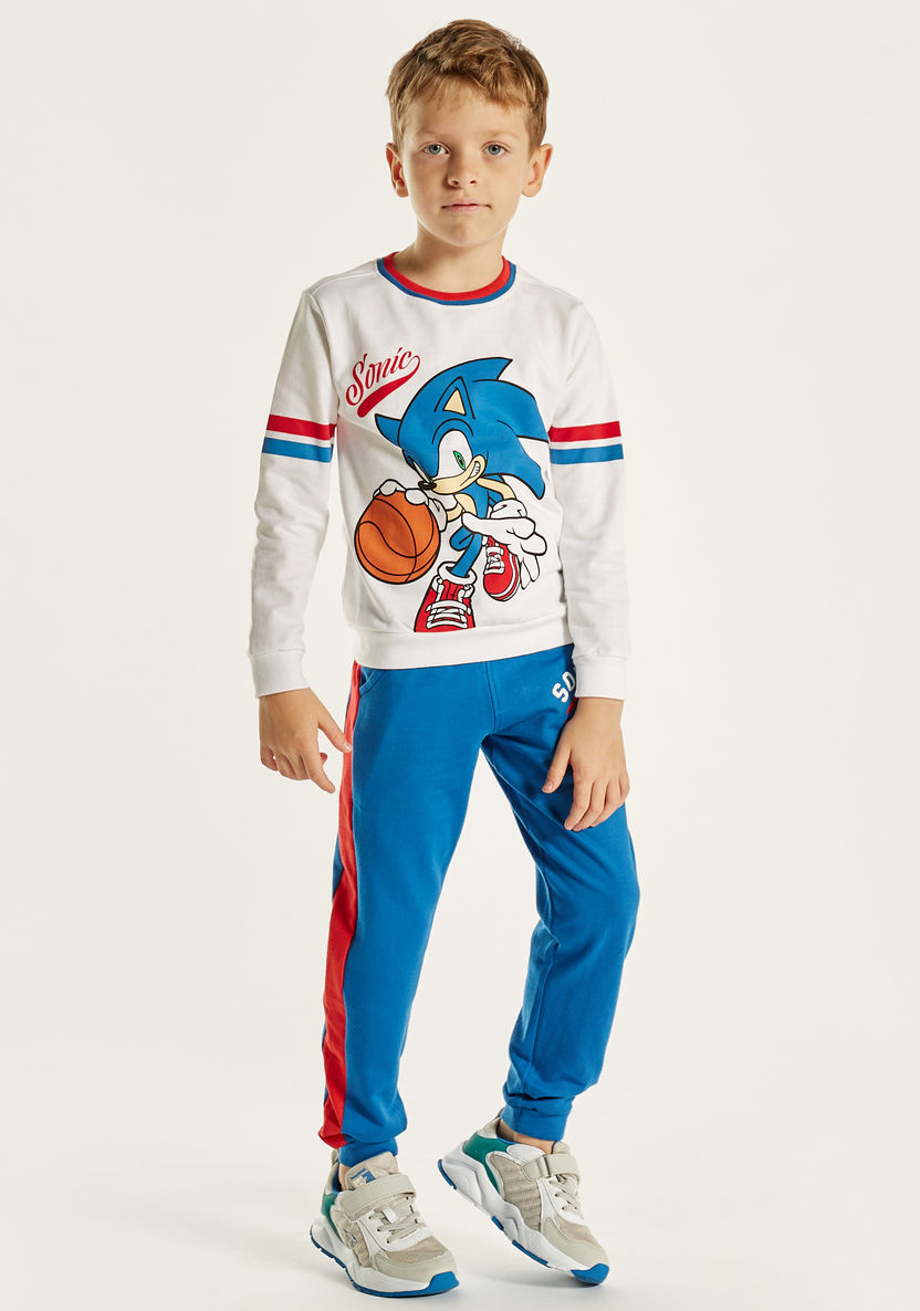 SEGA Sonic the Hedgehog Print Crew Neck Sweatshirt and Joggers Set-Clothes Sets-image-0