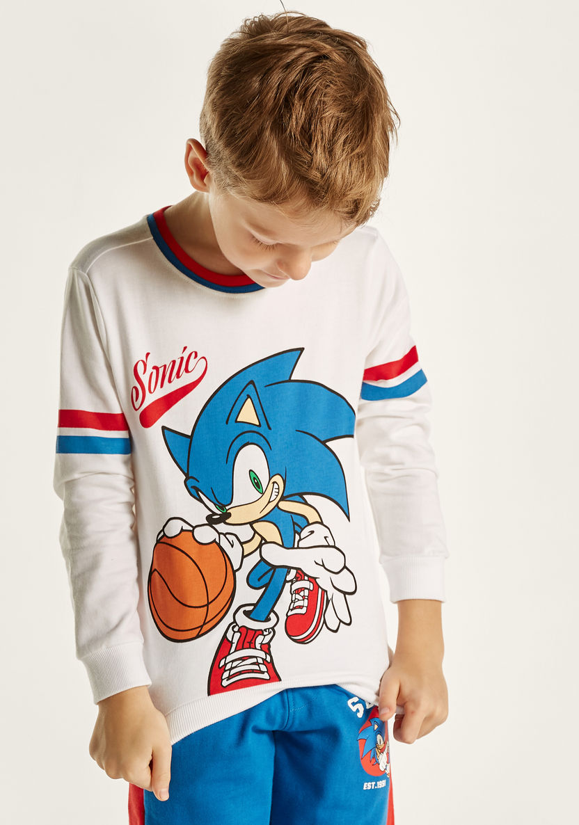 SEGA Sonic the Hedgehog Print Crew Neck Sweatshirt and Joggers Set-Clothes Sets-image-1
