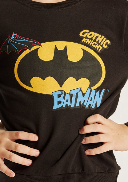 Batman Print Crew Neck Sweatshirt with Long Sleeves-Sweatshirts-image-2