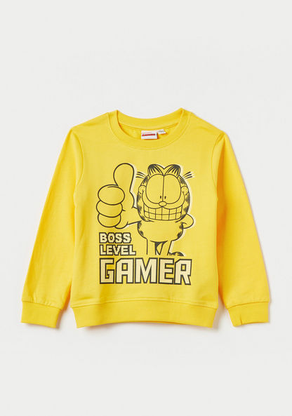 Garfield Print Pullover with Crew Neck and Long Sleeves-Sweatshirts-image-0