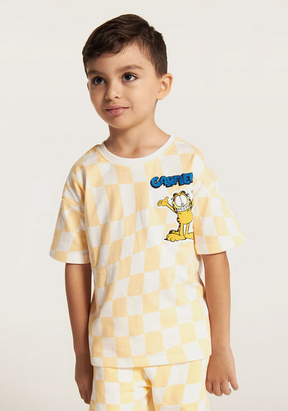 Garfield Print Round Neck T-shirt and Shorts Set-Clothes Sets-image-1