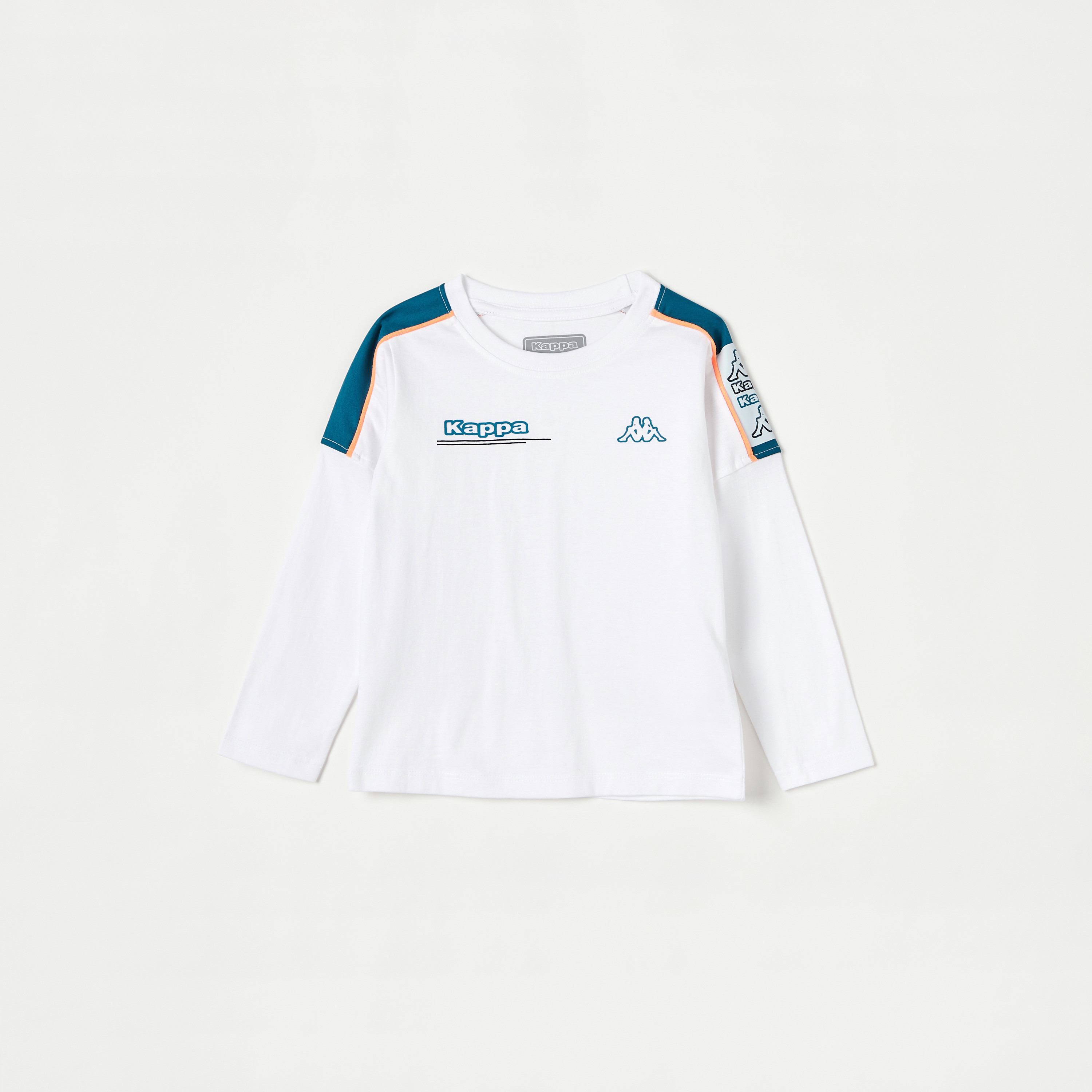 Kappa Logo Detail Crew Neck T-shirt with Long Sleeves-boys-clothing-tshirtsandpolos-image-1