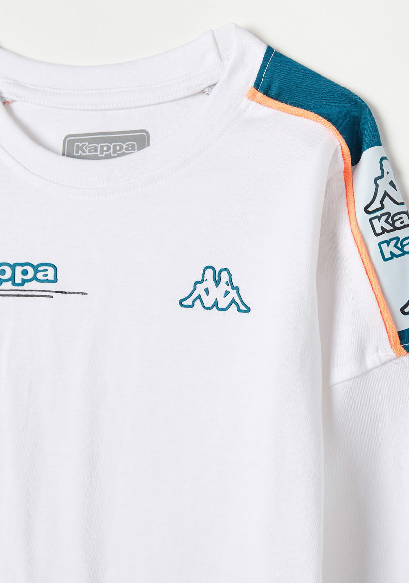 Kappa Logo Detail Crew Neck T-shirt with Long Sleeves-Tops-image-1