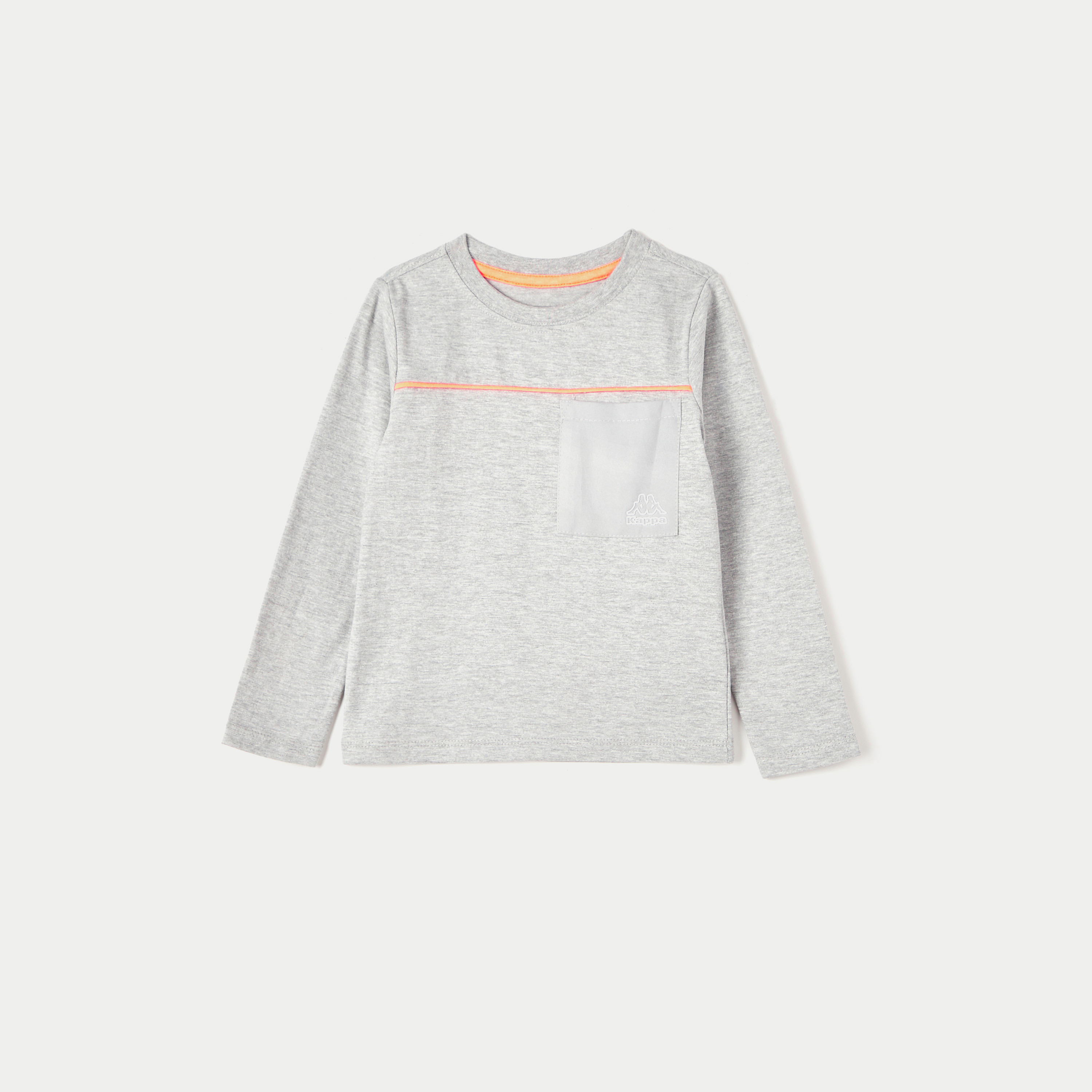 Kappa Solid T-shirt with Crew Neck and Long Sleeves-boys-clothing-tshirtsandpolos-image-1