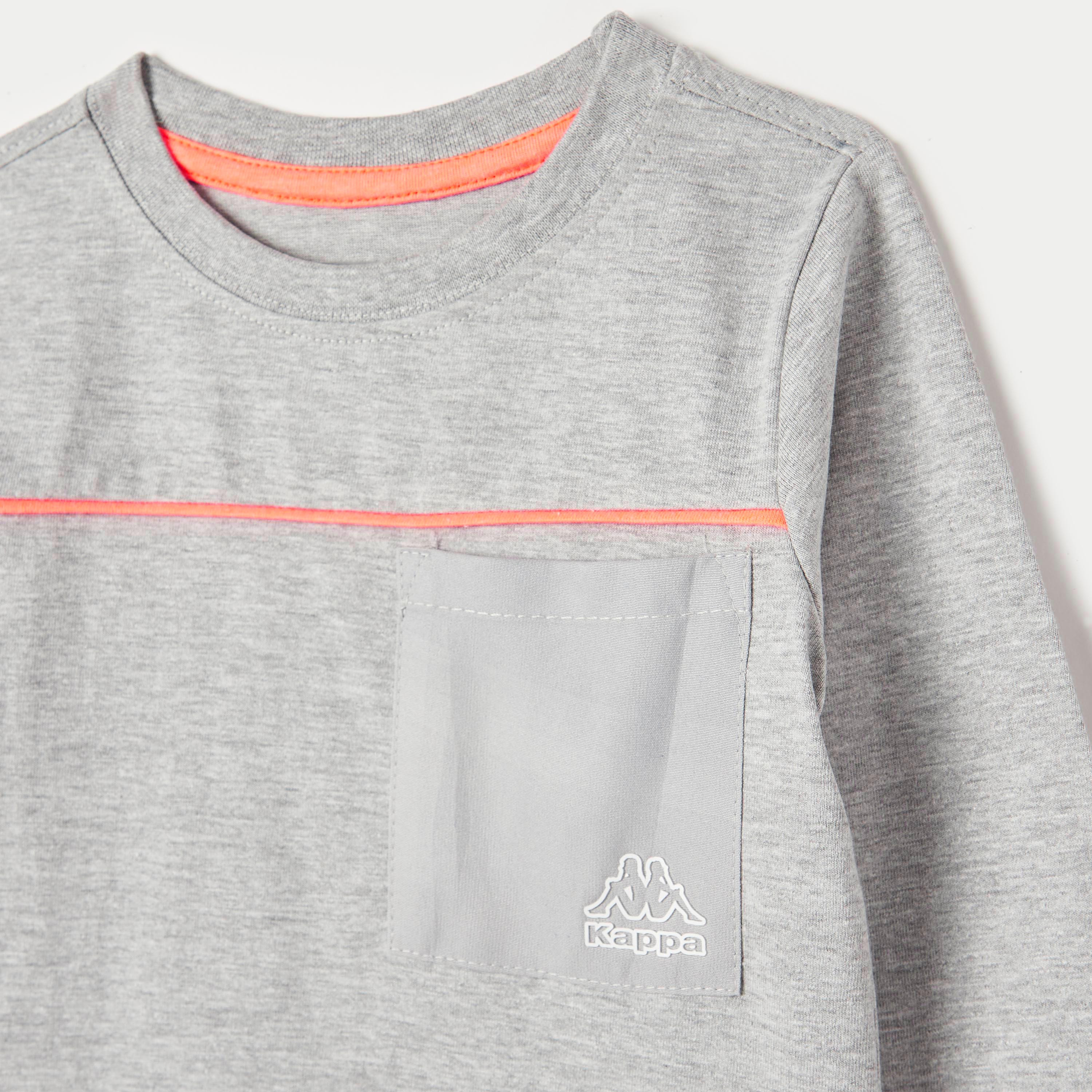 Kappa Solid T-shirt with Crew Neck and Long Sleeves-boys-clothing-tshirtsandpolos-image-2