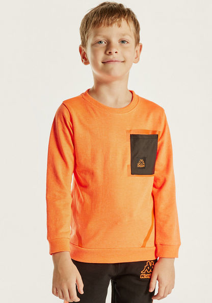 Kappa Solid Sweatshirt with Long Sleeves and Pocket-Sweatshirts-image-0
