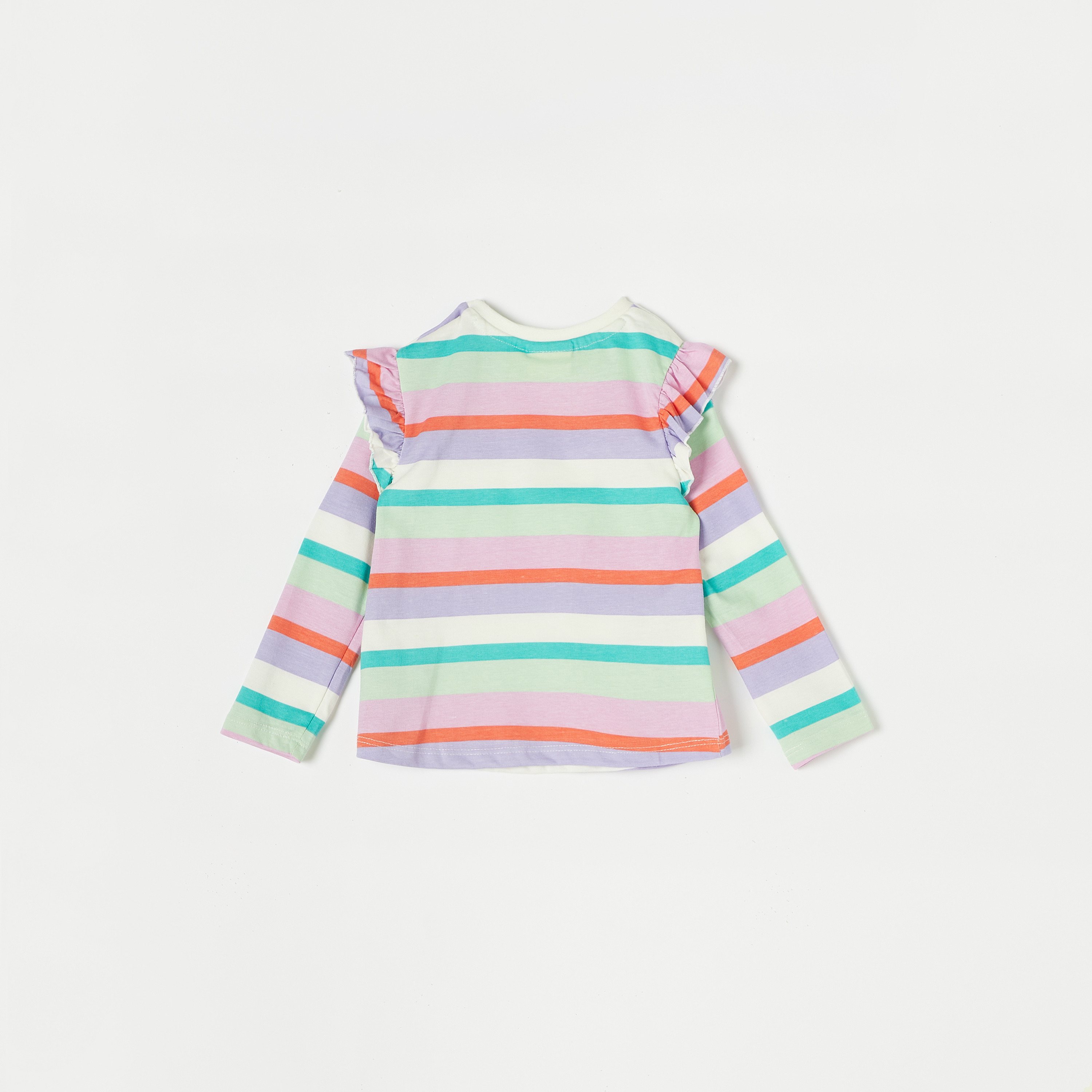 تيشيرت مخطط بأكمام طويلة وكشكش من جونيورز-baby-girls-clothing-tshirts-image-4
