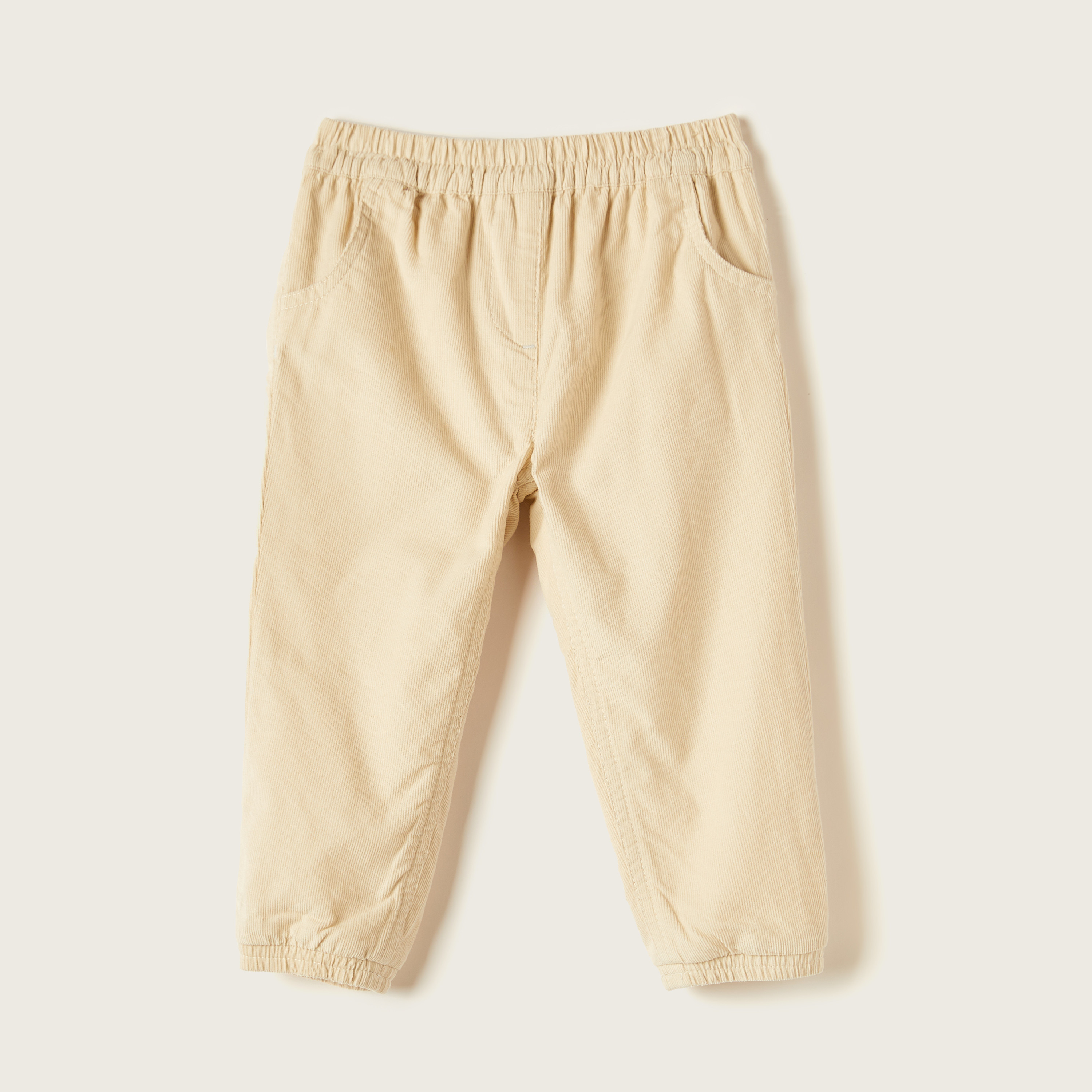 Juniors Corduroy Pants with Elasticised Waistband and Pockets-baby-girls-clothing-bottoms-trousers-image-1