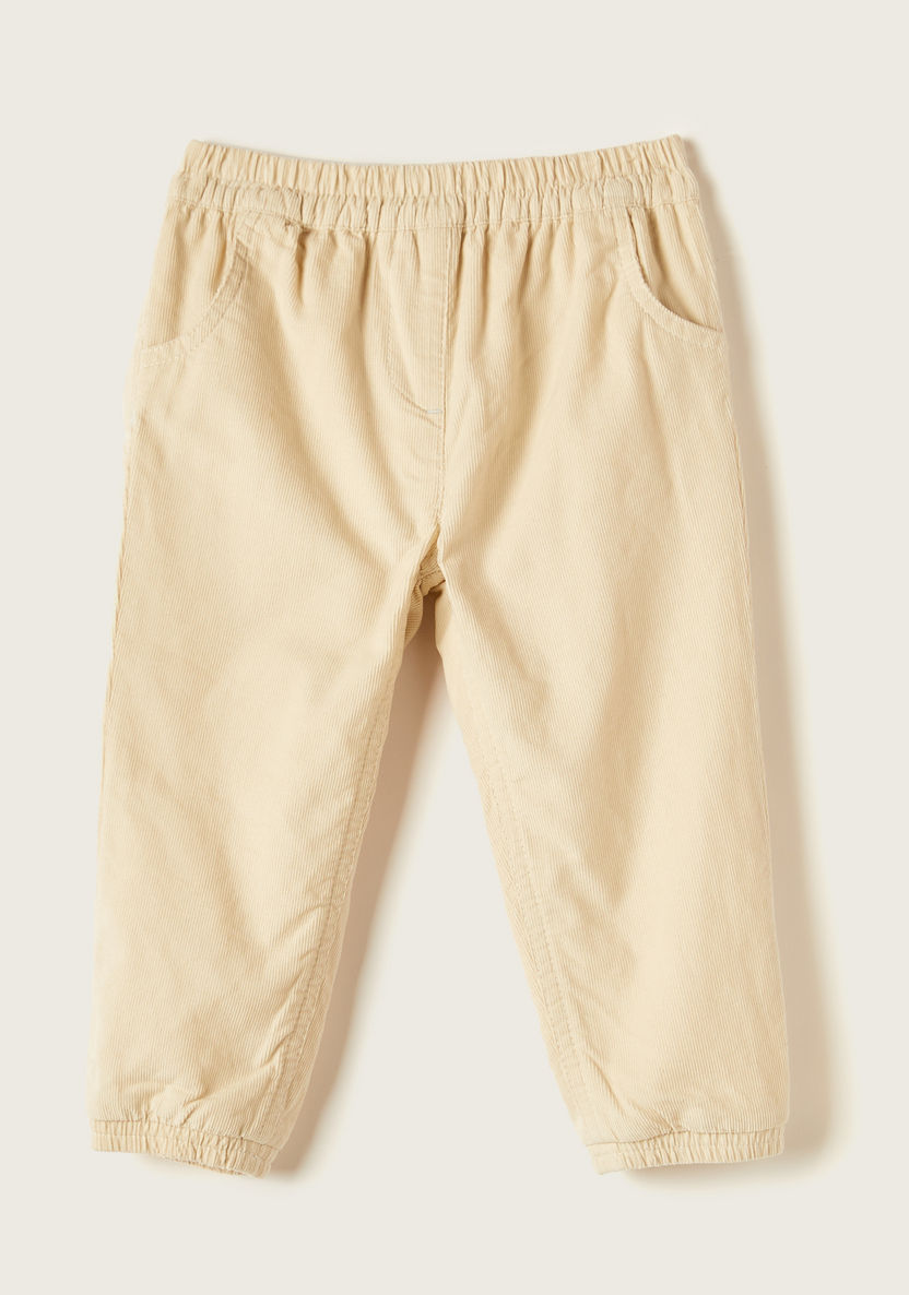 Juniors Corduroy Pants with Elasticised Waistband and Pockets-Pants-image-0