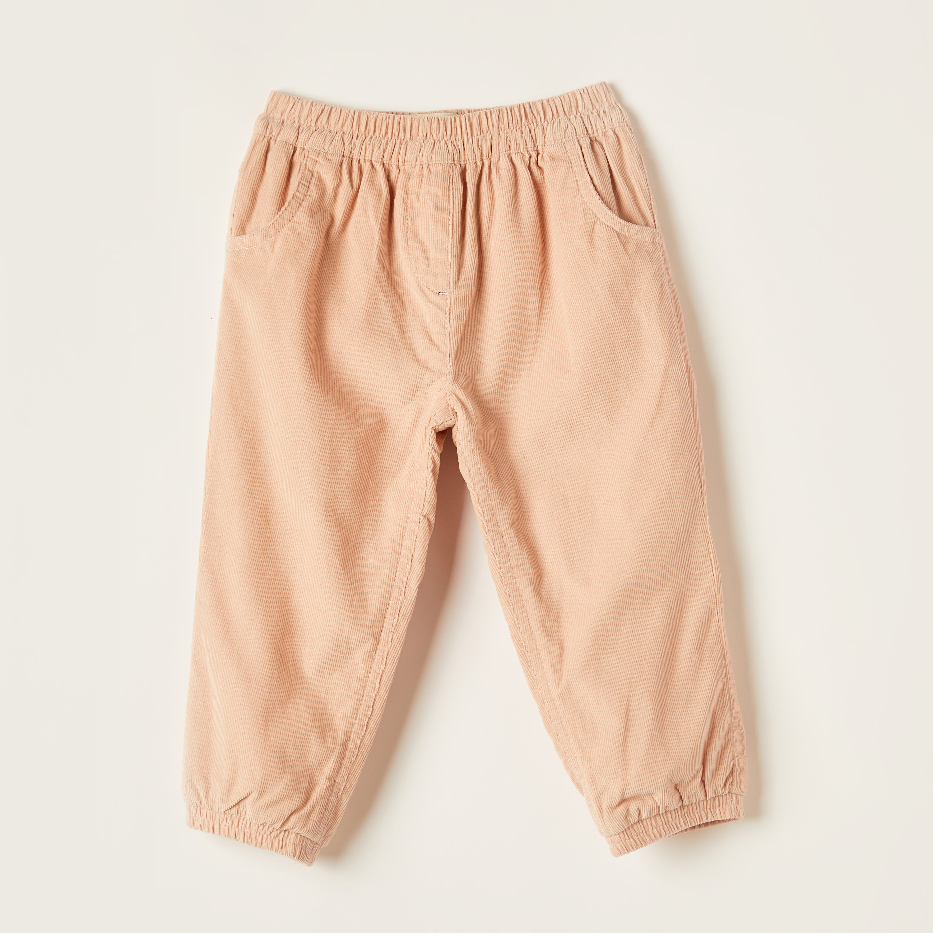 Juniors Corduroy Pants with Elasticised Waistband and Pockets-baby-girls-clothing-bottoms-trousers-image-1