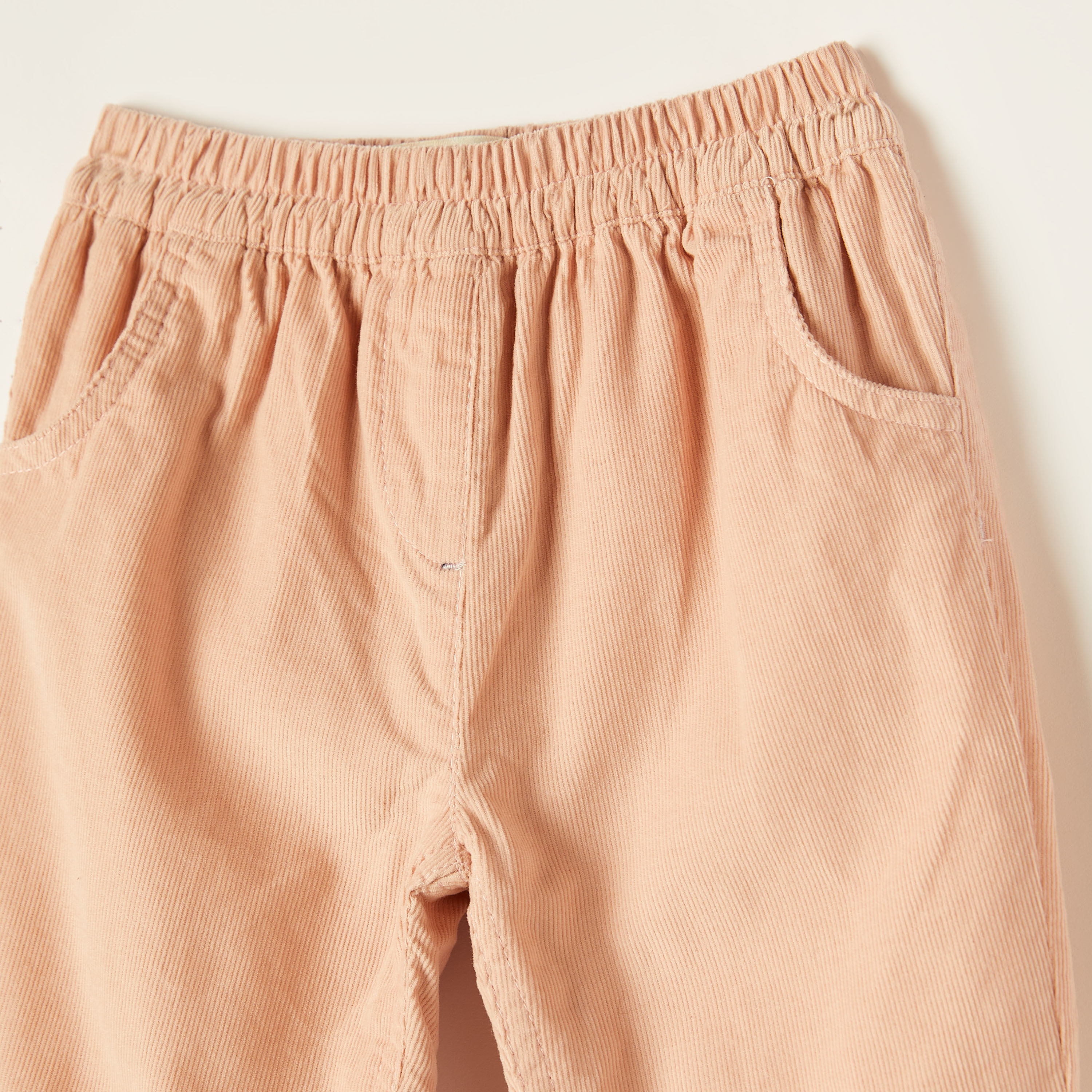 Juniors Corduroy Pants with Elasticised Waistband and Pockets-baby-girls-clothing-bottoms-trousers-image-2
