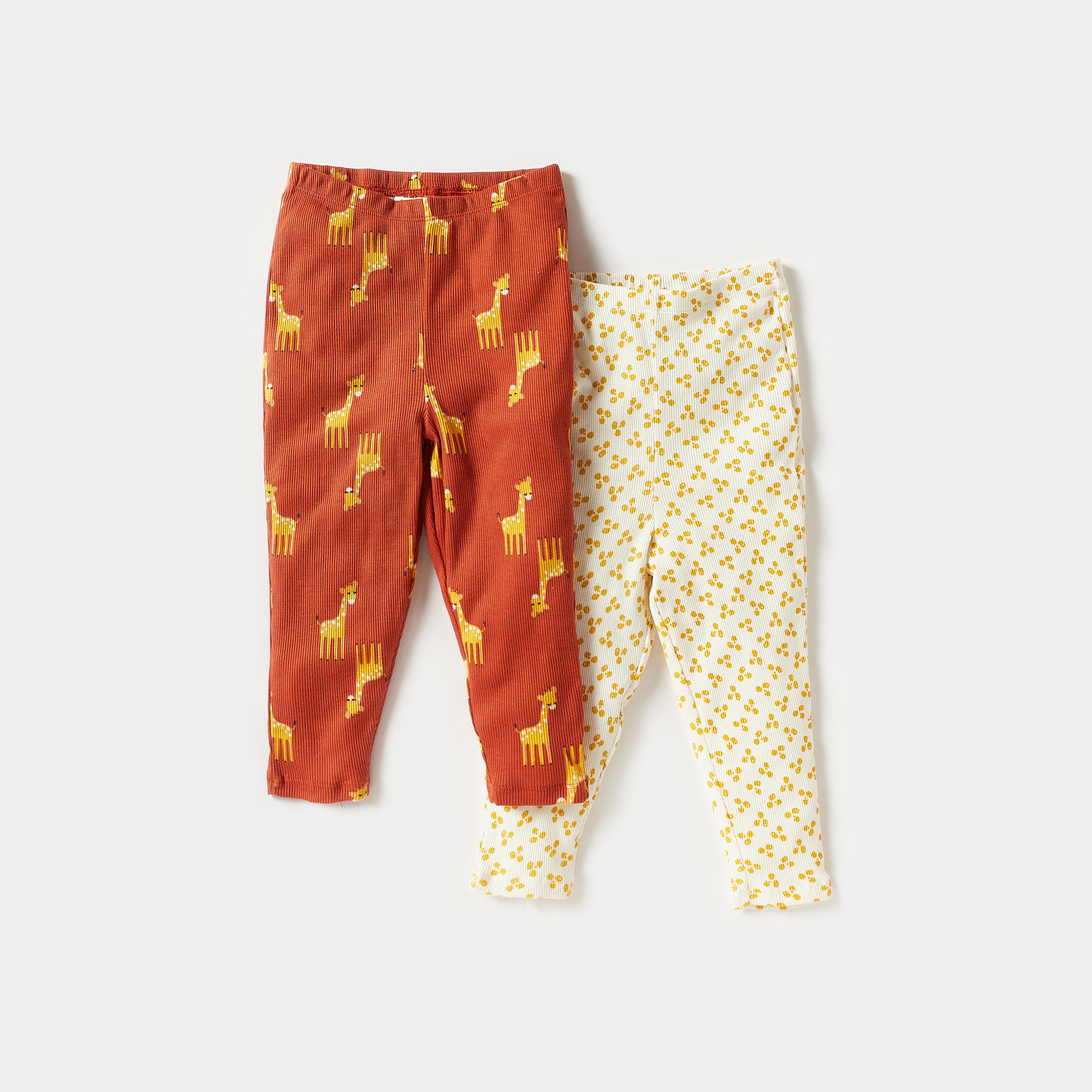 Juniors Printed Leggings with Elasticised Waistband - Set of 2-baby-girls-clothing-bottoms-leggings-image-1