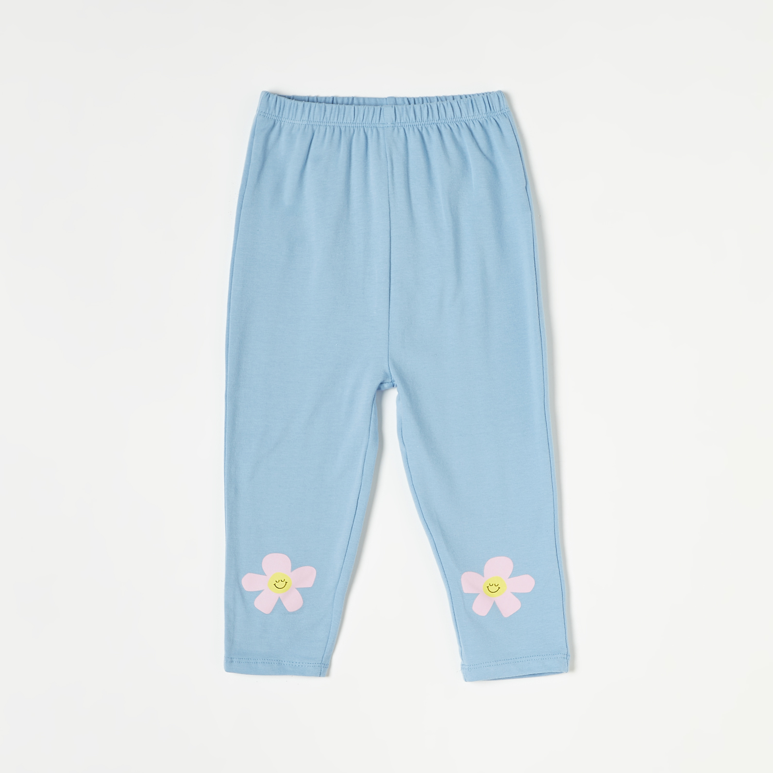 Juniors Floral Print Leggings with Elasticated Waistband-baby-girls-clothing-bottoms-leggings-image-1