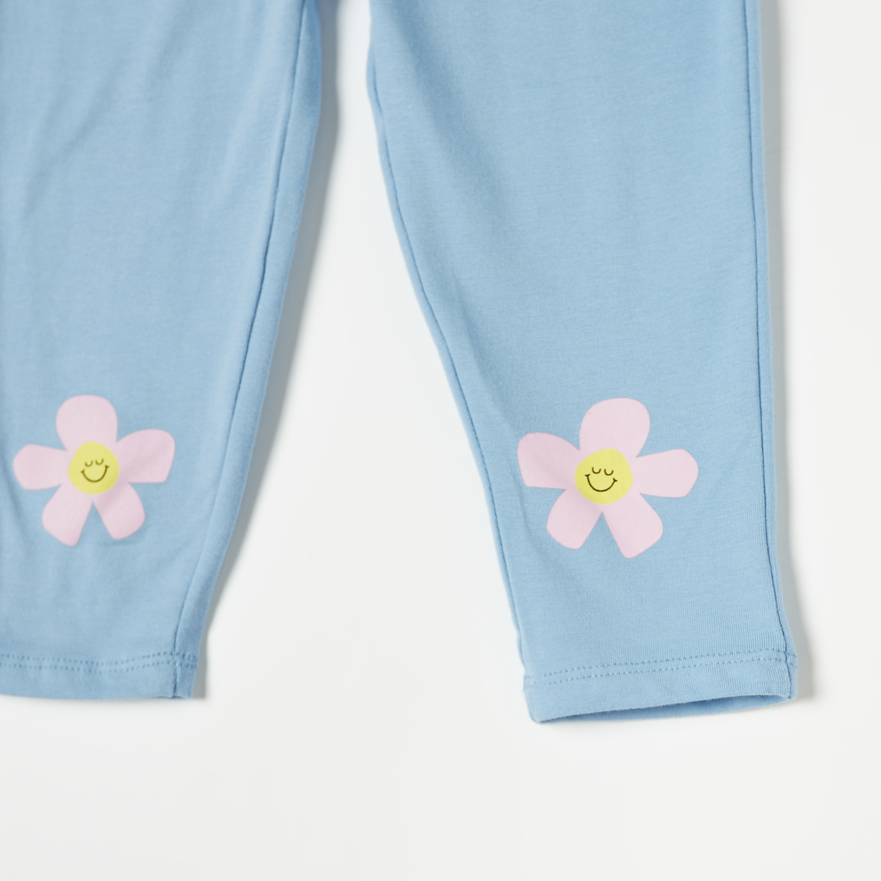 Juniors Floral Print Leggings with Elasticated Waistband-baby-girls-clothing-bottoms-leggings-image-3