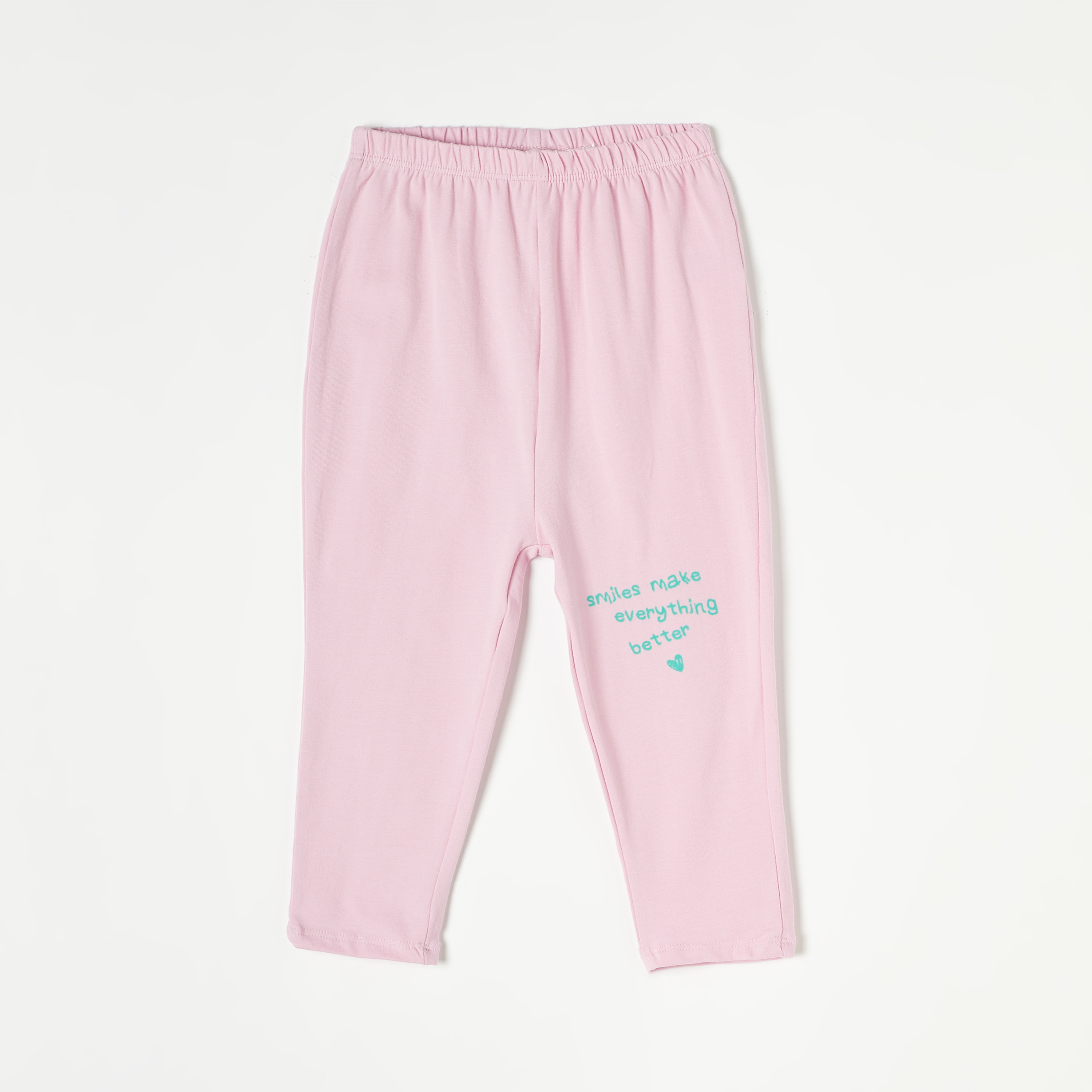 Juniors Typographic Print Leggings with Elasticated Waistband-baby-girls-clothing-bottoms-leggings-image-1