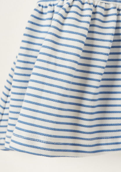 Juniors Striped Polo Dress with Short Sleeves and Frill Detail