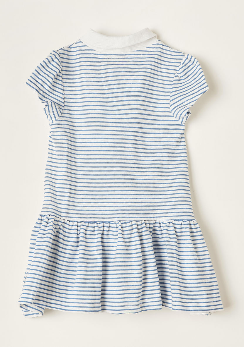 Juniors Striped Polo Dress with Short Sleeves and Frill Detail-Dresses, Gowns & Frocks-image-3