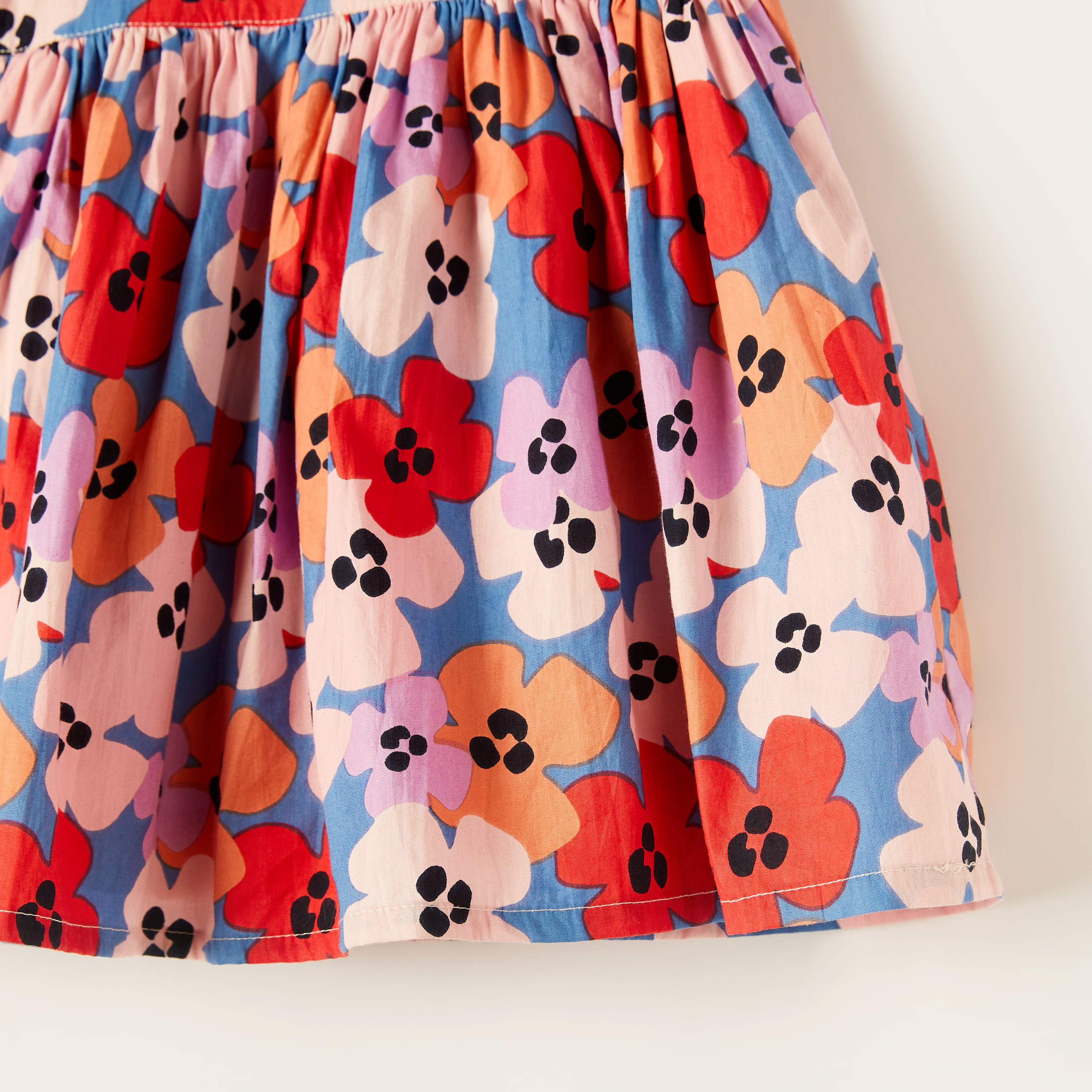 Juniors Floral Print Sleeveless Dress with Round Neck and Zip Closure-baby-girls-clothing-dressesandjumpsuits-image-3
