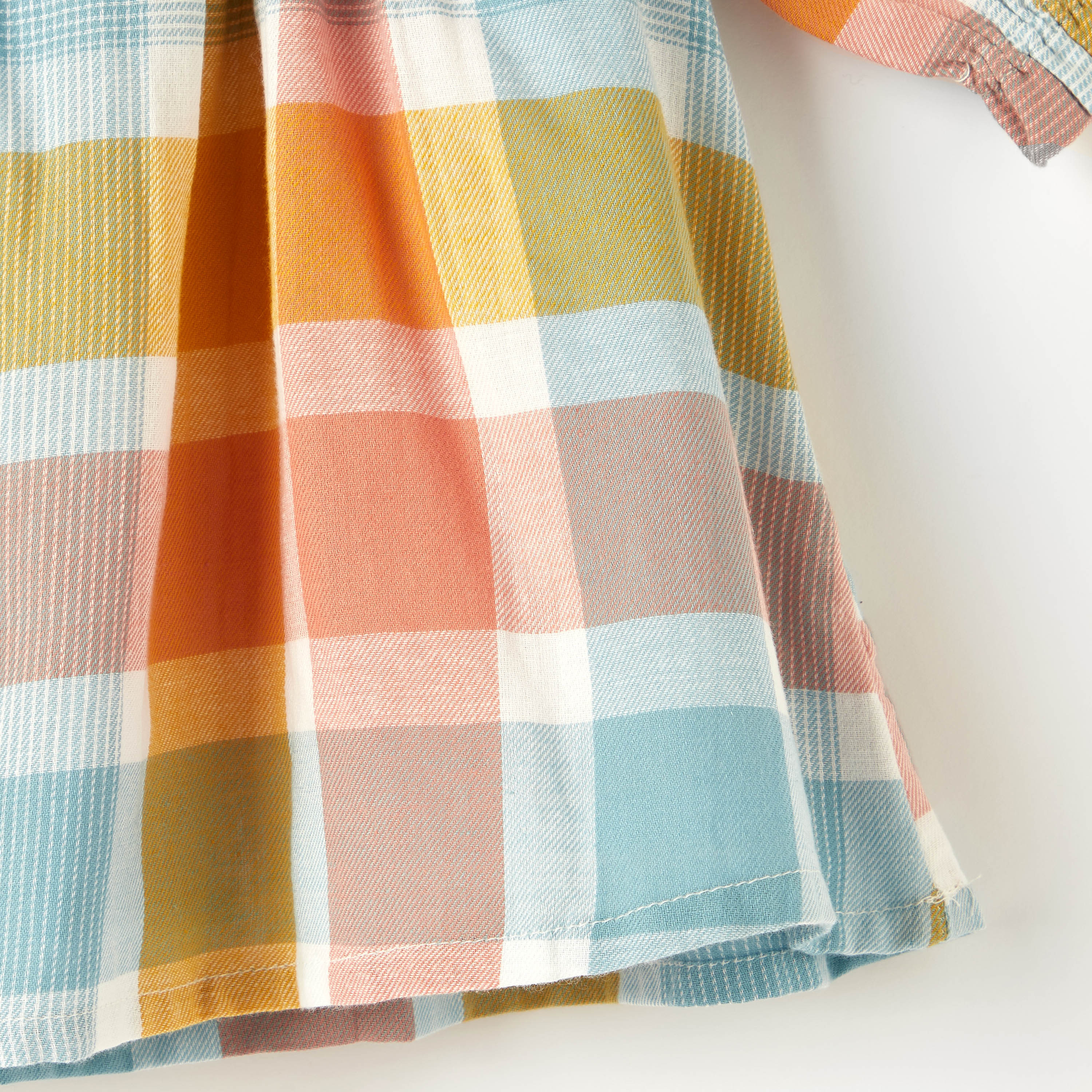 Juniors Checked Dress with Round Neck and Long Sleeves-baby-girls-clothing-dressesandjumpsuits-image-3