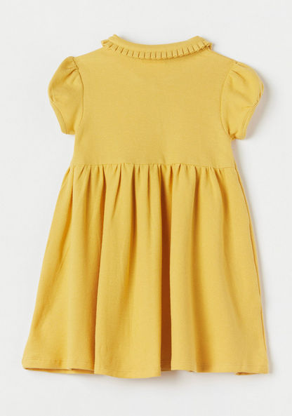 Juniors Textured Polo Neck Dress with Short Sleeves