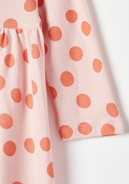 Juniors Polka Dot Polo Dress with Long Sleeves and Button Closure-Dresses%2C Gowns and Frocks-image-2