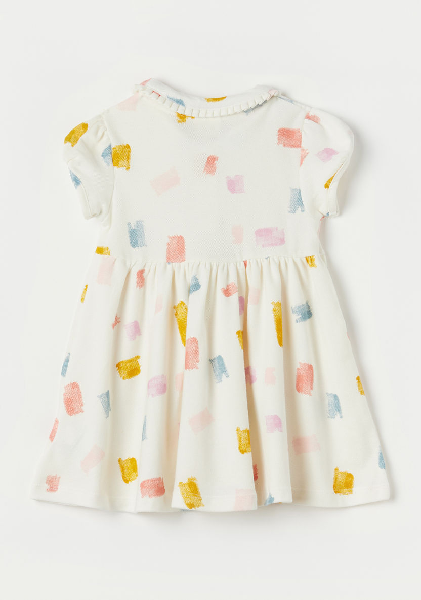 Juniors Printed Polo Dress with Ruffles and Puff Sleeves-Dresses, Gowns & Frocks-image-3