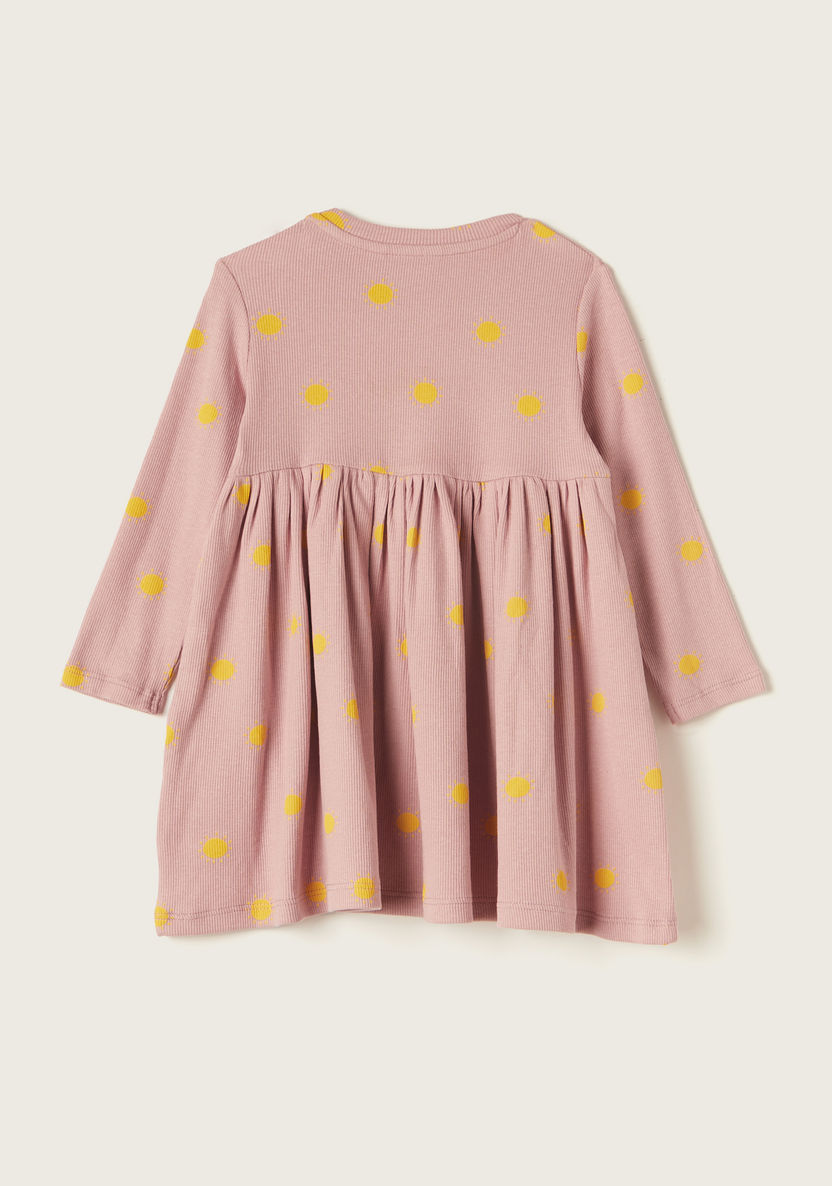 Juniors Polka Dots Print A-line Dress with Long Sleeves-Dresses, Gowns & Frocks-image-3