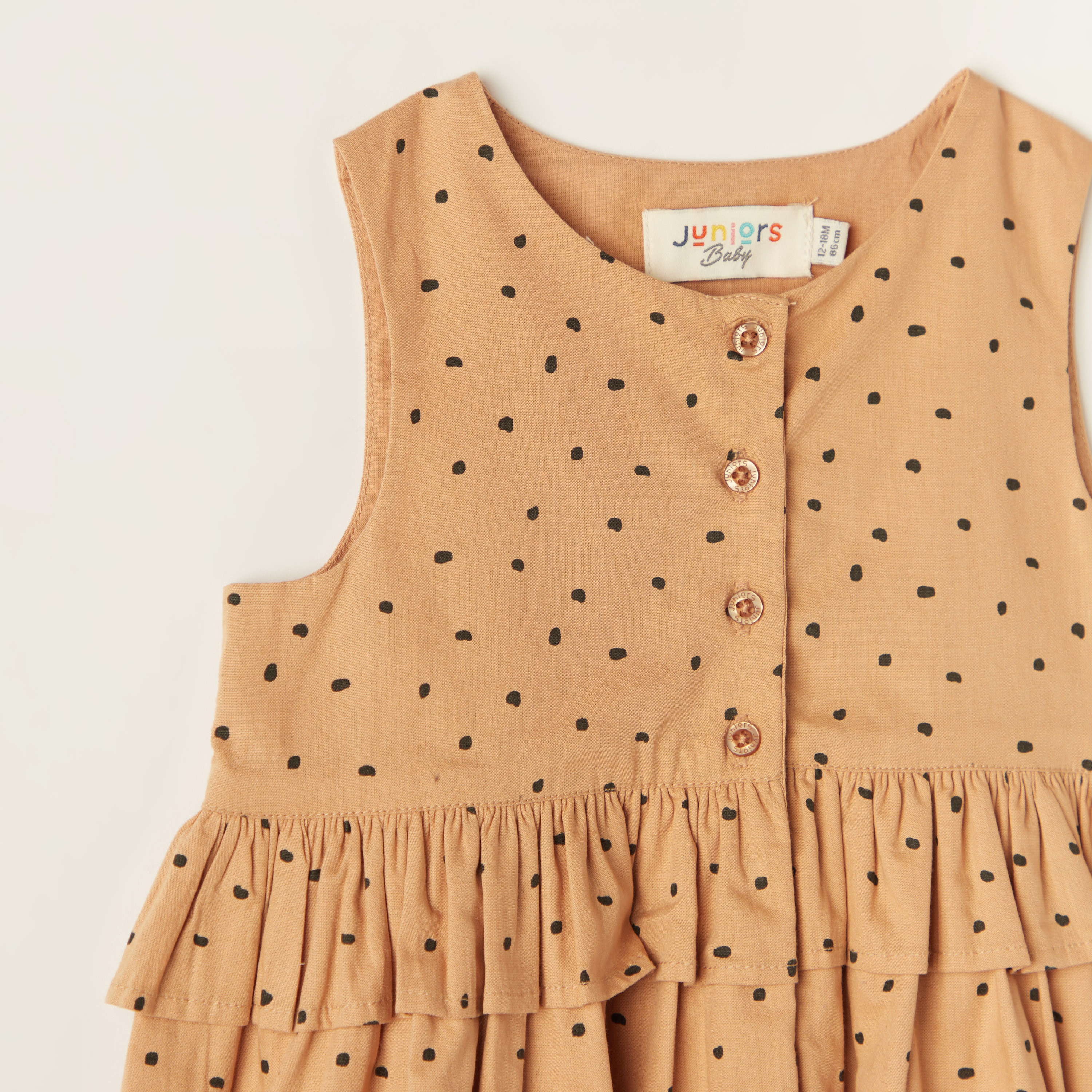 Juniors Printed Sleeveless Dress with Ruffles and Button Closure-baby-girls-clothing-dressesandjumpsuits-image-2