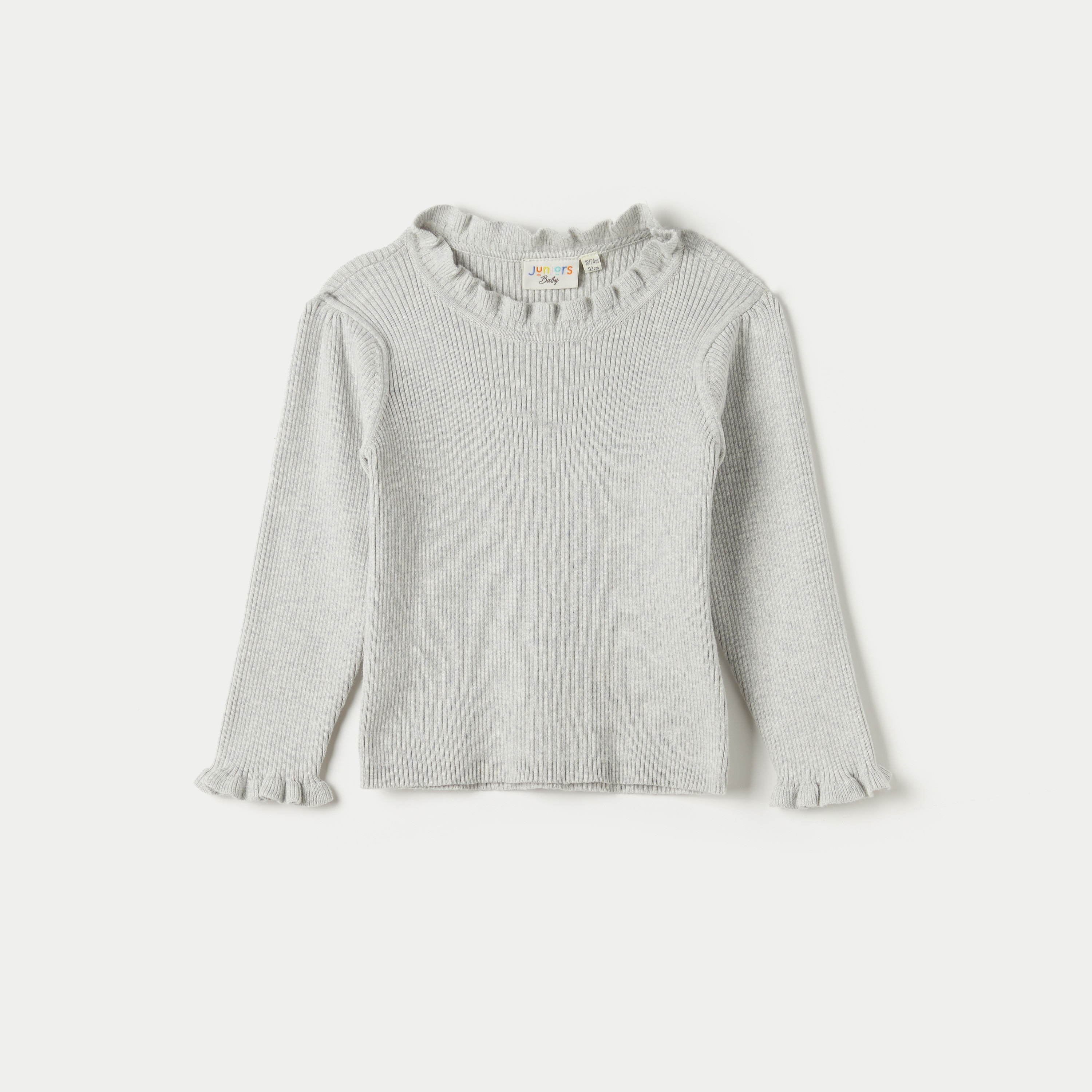 Juniors Textured Pullover with Crew Neck and Long Sleeves-baby-girls-clothing-jumpersandcardigans-image-1