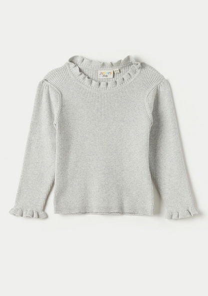 Juniors Textured Pullover with Crew Neck and Long Sleeves-Sweaters and Cardigans-image-0