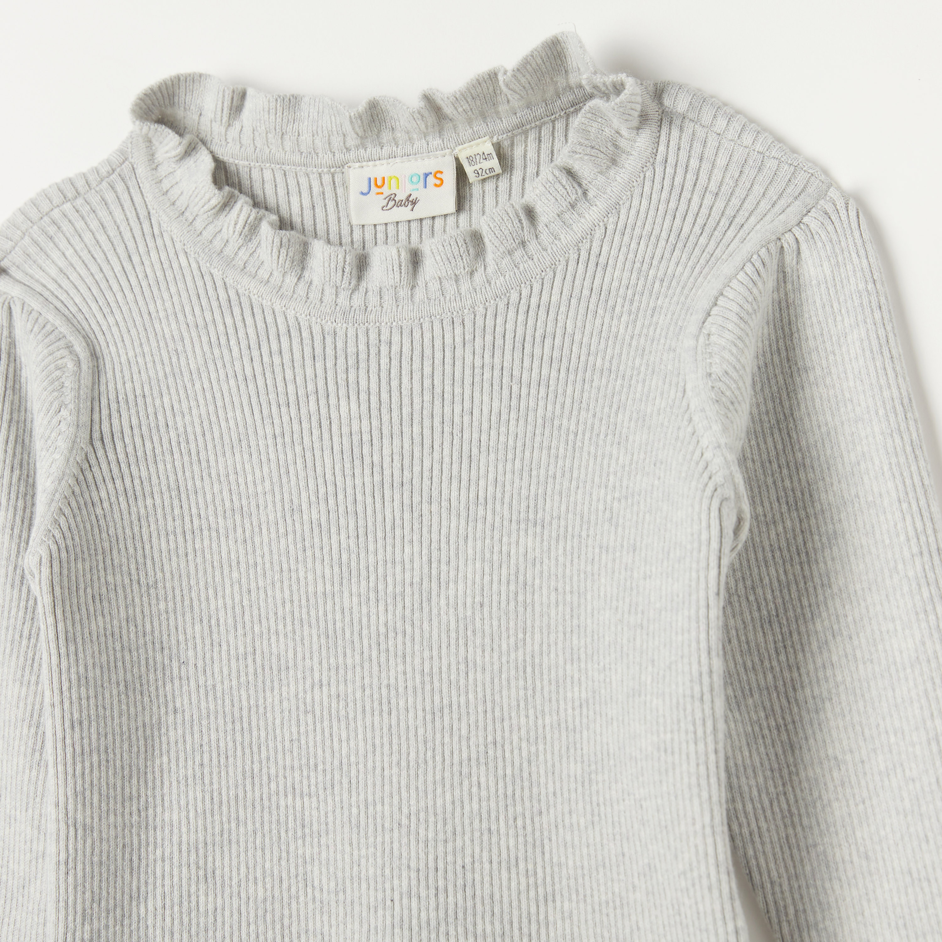 Juniors Textured Pullover with Crew Neck and Long Sleeves-baby-girls-clothing-jumpersandcardigans-image-2