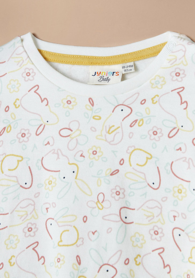 Juniors Printed Sweatshirt with Ruffles and Long Sleeves-Sweatshirts-image-1