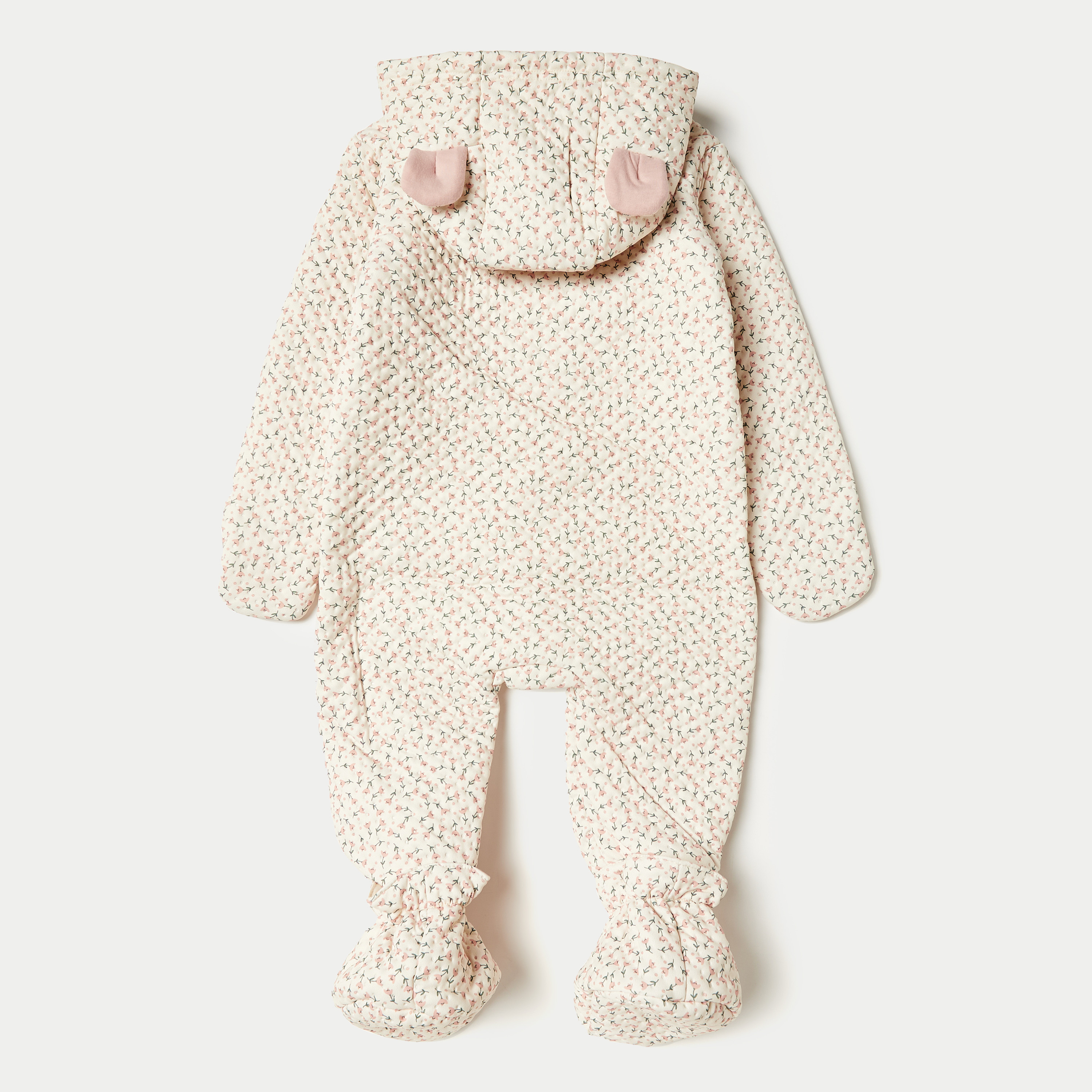 Juniors Floral Print Closed Feet Romper with Hood and Zip Closure-baby-girls-clothing-rompers-image-3