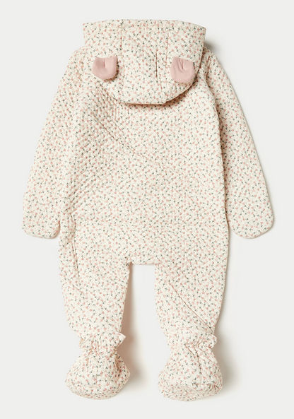 Juniors Floral Print Closed Feet Romper with Hood and Zip Closure-Rompers%2C Dungarees and Jumpsuits-image-2