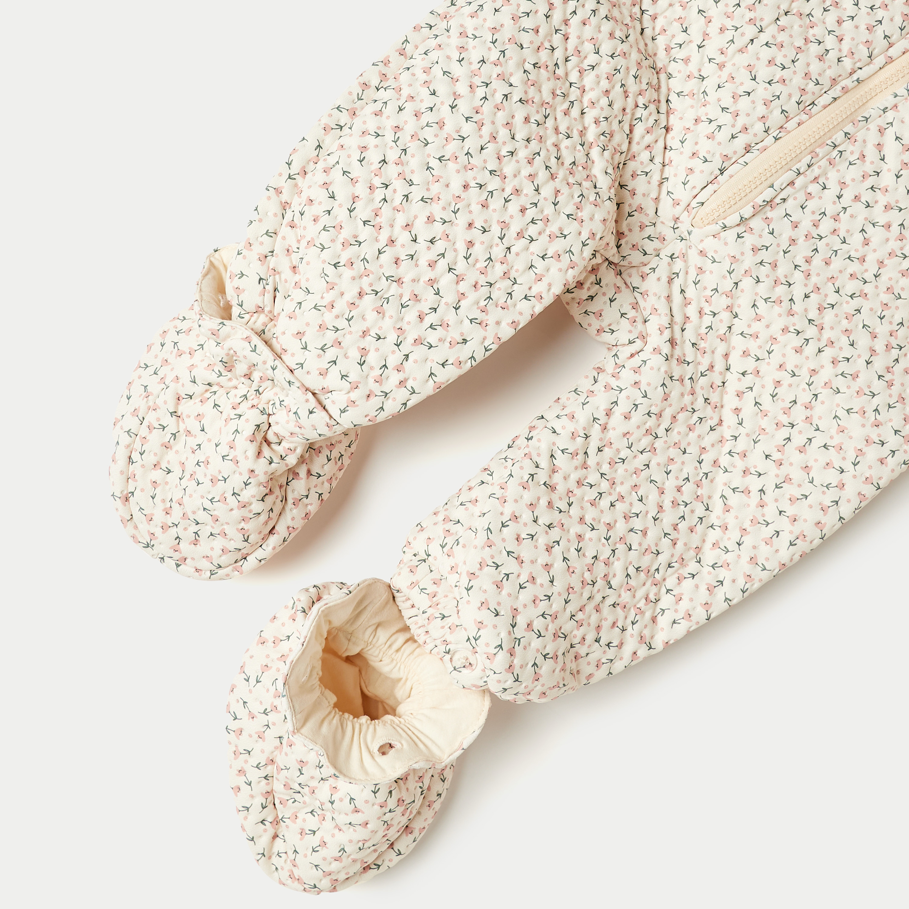 Juniors Floral Print Closed Feet Romper with Hood and Zip Closure-baby-girls-clothing-rompers-image-4