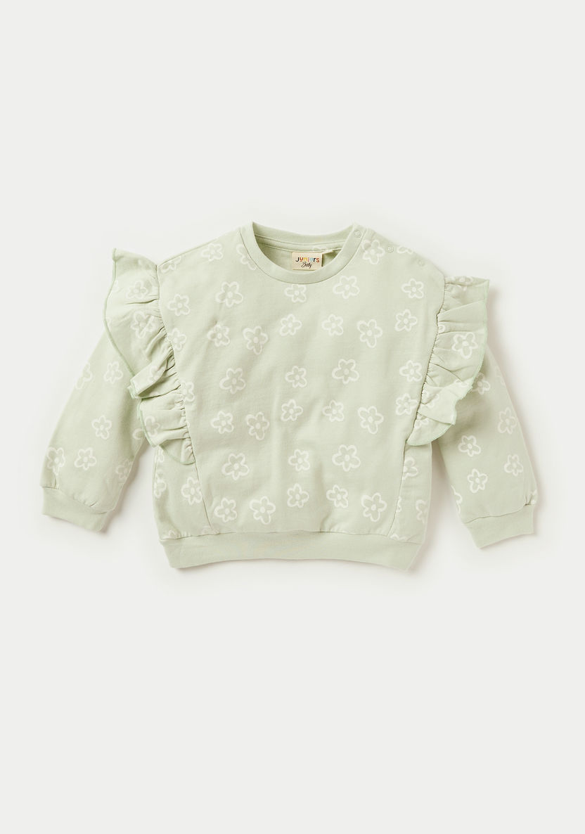Juniors Floral Print Sweatshirt and Jogger Set-Clothes Sets-image-1