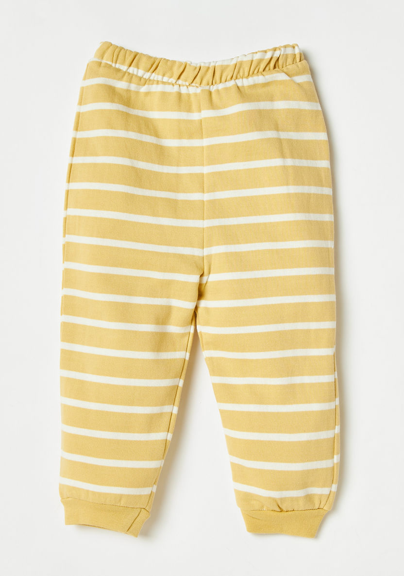 Juniors Printed T-shirt and Striped Jog Pants Set-Clothes Sets-image-2
