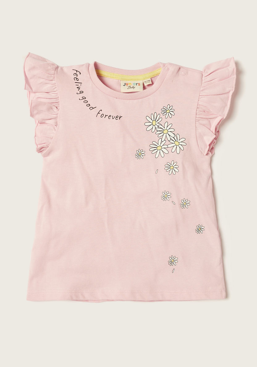 Juniors Floral Print Top and Shorts Set-Clothes Sets-image-1