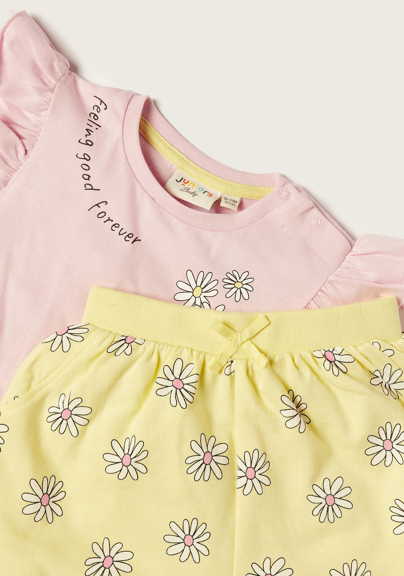 Juniors Floral Print Top and Shorts Set-Clothes Sets-image-3