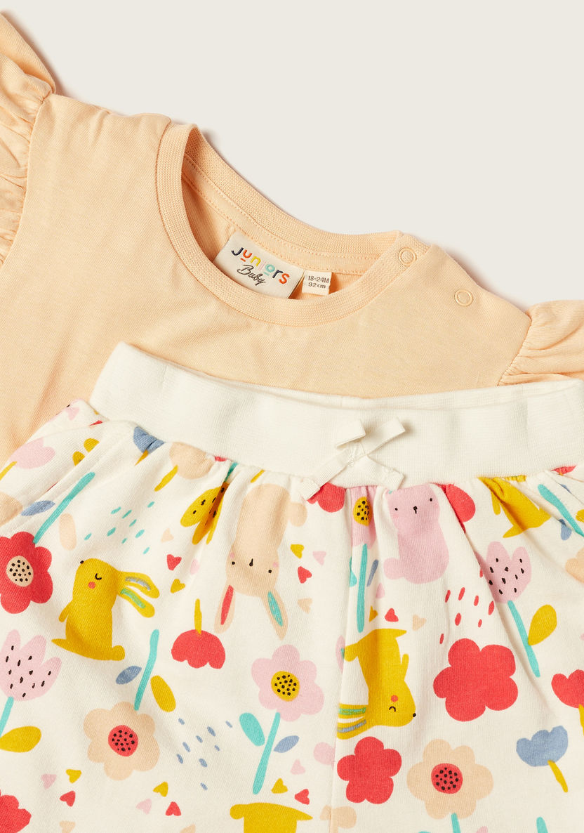 Juniors Floral Print Top and Shorts Set-Clothes Sets-image-3