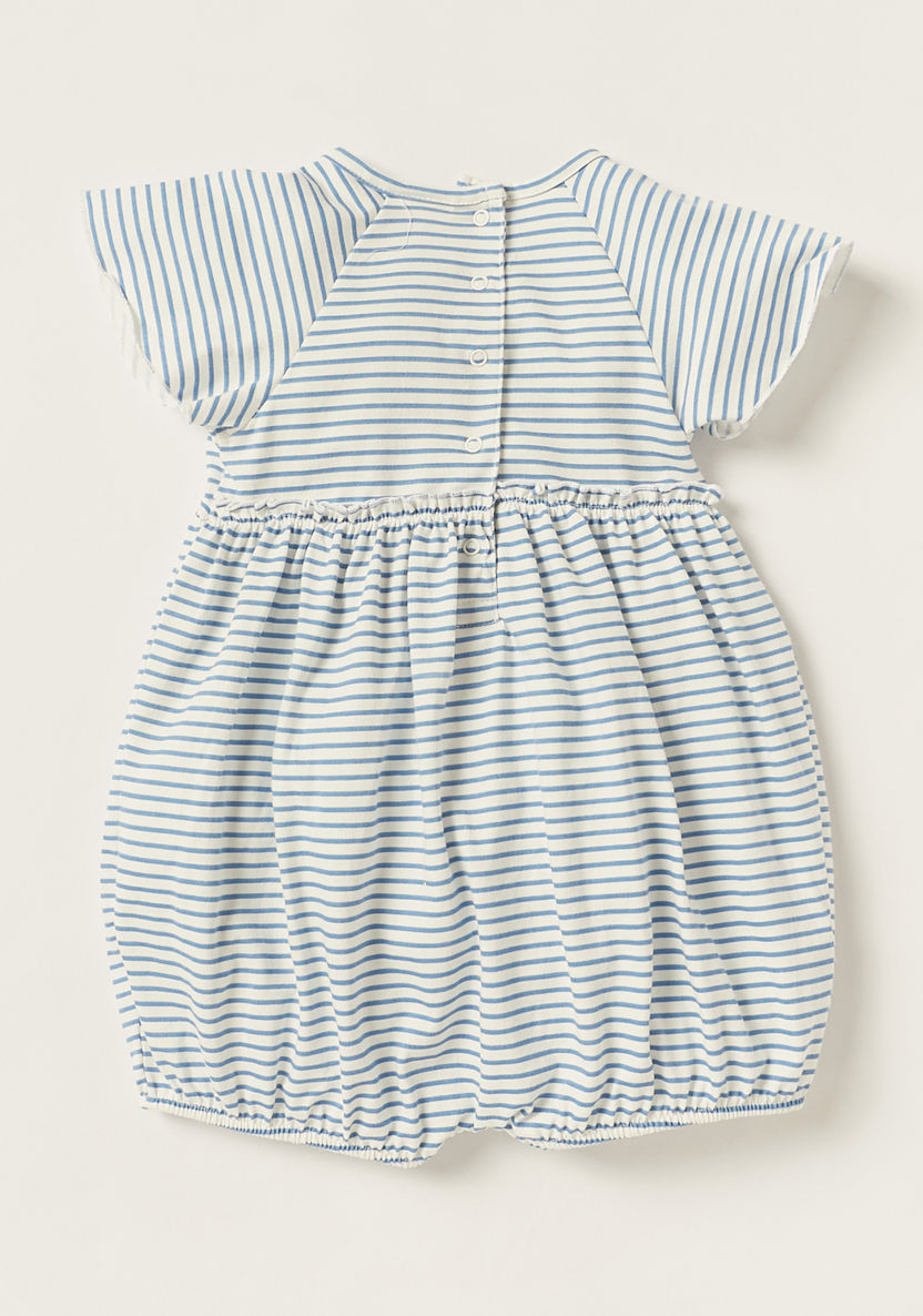Juniors Striped Round Neck Romper with Short Sleeves and Applique Detail-Rompers, Dungarees & Jumpsuits-image-3