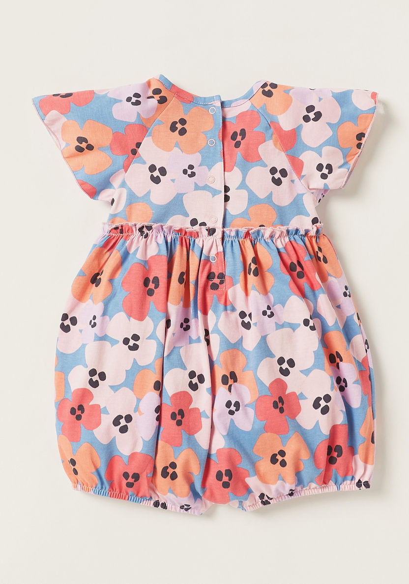 Juniors All Over Print Romper with Round Neck and Button Closure-Rompers, Dungarees & Jumpsuits-image-3