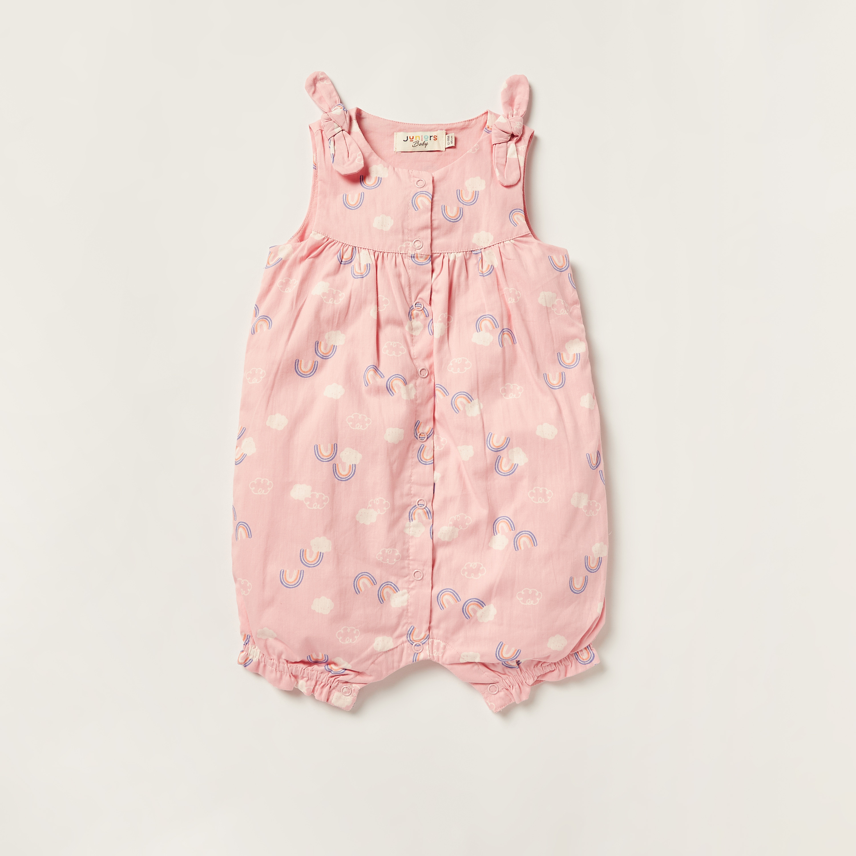 Juniors Rainbow Print Sleeveless Romper with Round Neck-baby-girls-clothing-rompers-image-1